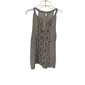 OLD NAVY Black White Mix Mixed Print Top Lightweight Sleeveless Boho Tank Large